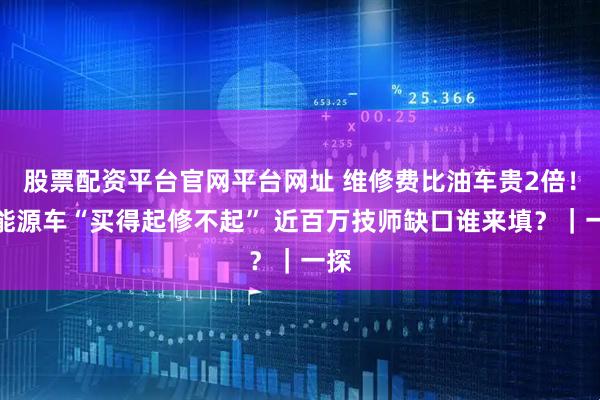 股票配资平台官网平台网址 维修费比油车贵2倍！新能源车“买得起修不起” 近百万技师缺口谁来填？｜一探